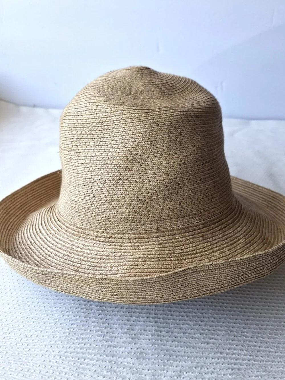 Filippo Catarzi Italy Paper Straw Cloche Sun Hat Beige Wide Brim Womens OS